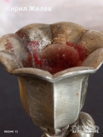 Стар метален свещник с Ангел много красив инкрустиран за КОЛЕКЦИЯ ДЕКОРАЦИЯ 50608, снимка 3 - Други ценни предмети - 51792018