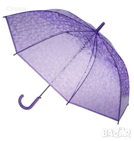 Чадър тип бастун автоматичен полупрозрачен лилав 81 см, снимка 3 - Други - 42876136