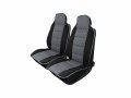 Универсални калъфи за предни седалки - релефни - еко кожа и текстил - черно със сиво, снимка 1 - Аксесоари и консумативи - 38069663