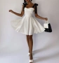 Дамска Бяла Къса Кокетна Рокля Със Сатенени Панделки Points Код Верона35, снимка 2
