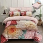 Флорален спален комплект с ластик 100% памук 200x230 / 180x200, снимка 7