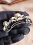 Красива метална шнола в сребристо с перли и кристали и закопчаване с френски механизъм., снимка 18