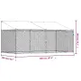 vidaXL Кучешка клетка с покрив и врата сив 4x2x2 м поцинкована стомана, снимка 9