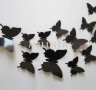 3D 12 бр pvc чисто черни самозалепващи пеперуди декорация за стена и мебел, снимка 1 - Други - 29694960