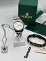 часовник, колие и гривна rolex в кутия, снимка 7