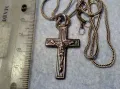 РАЗПЯТИЕ СРЕБЪРЕН КРЪСТ МАРКОВО ЛАКИРАНО СРЕБРО 925 със СРЕБЪРНА ВЕРИЖКА РЪЧНА РЕТРО ПЛЕТКА 25160, снимка 2