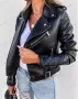 Дамско PU късо кожено яке с цип, 2цвята , снимка 5