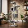 Драскалка за котки Light Gray 206 см – XXL катерушка с 2 къщички, хамак и площадки, снимка 2