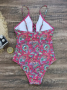 Нов цял бански костюм с дълбоки V-образни презрамки с цветя от кашу и триъгълник, 5цвята , снимка 8