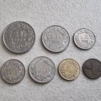 Монети. Швейцария. 2 ,1 , 1/2  франка  и 1 , 5 , 10, 20  рапена. 7 бройки. , снимка 1 - Нумизматика и бонистика - 36789136