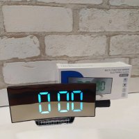 Настолен дигитален огледален часовник с LED цифри, термометър и аларма, снимка 6 - Други - 29413071