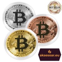 Позлатена биткойн монета за колекция сувенири за познавачи на Bit Coin криптовалутата метална физиче, снимка 8 - Нумизматика и бонистика - 42191792