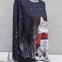 4XL Нова блуза с котка, снимка 4 - Блузи с дълъг ръкав и пуловери - 44589802