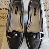 Дамски черни кожени обувки Ессо, номер 38, снимка 1 - Дамски ежедневни обувки - 42890930