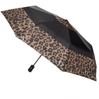 Автоматичен двуцветен черен леопардов чадър за дъжд 31 см, снимка 3 - Други - 42876984