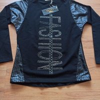 Дамска блуза комбинация с кожа и камъни, снимка 2 - Блузи с дълъг ръкав и пуловери - 31730472