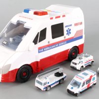 Линейка трансформираща се в паркинг със спасителни машини, снимка 4 - Играчки за стая - 42066058