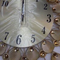 Часовник златен Паун, безшумен механизъм, снимка 3 - Стенни часовници - 37527273