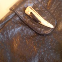 Ретро кожена чанта закопчалка кост и единична  дръжка черен  цвят   естествена кожа, снимка 8 - Чанти - 37367474