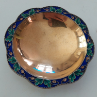 СССР-сребърна позлатена чинийка с емайл-сребро 916, снимка 1 - Колекции - 44809230
