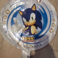 Соник Sonic кръгъл двустранен бял фолио фолиев балон хелий и въздух, снимка 3 - Други - 38134506