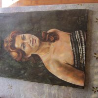 Картина масло върху платно Портрет Жена подписана , снимка 4 - Картини - 32079510