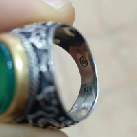 сребърен пръстен със зелен камък, снимка 3 - Други - 44766437