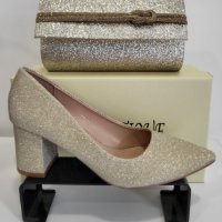 Дамски златисти обувки с квадратен ток модел: 6227 gold, снимка 7 - Дамски обувки на ток - 44294651
