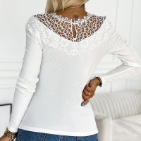 Дамска блуза в бяло с дълъг ръкав и ефектна бродерия, снимка 4 - Блузи с дълъг ръкав и пуловери - 44414669