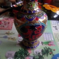Месингова нарисувана вазичка от Китай, снимка 2 - Антикварни и старинни предмети - 31800476