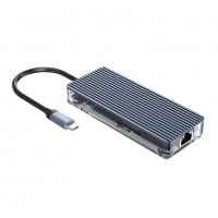 USB Хъб USB Преобразувател Orico WB-8P-GY-BP, USB Type C Хъб, 8-in-1 Docking Station, снимка 4 - Кабели и адаптери - 33986950