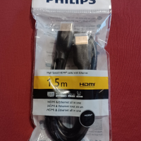 HDMI кабел Philips 1,5 m, снимка 1 - Кабели и адаптери - 44780759