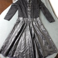 S/M черна къса рокля с дантела и кожа, снимка 4 - Рокли - 40272006
