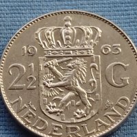 Сребърна монета 2 1/2 гулдена 1963г. Кралица Юлиана Нидерландска 29627, снимка 5 - Нумизматика и бонистика - 42755303