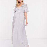 Дълга сива маркова рокля за бременни Little Mistress, НОВА, размер М, снимка 3 - Рокли - 42851529