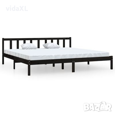 vidaXL Рамка за легло, черна, борово дърво масив, 200x200 см(SKU:810106, снимка 1