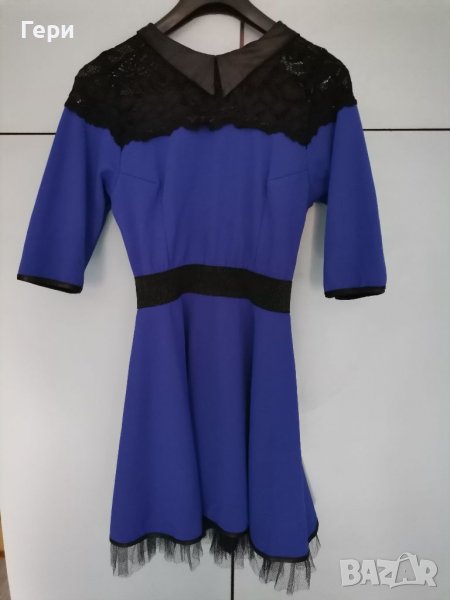 Рокля е кралско синьо и черно, снимка 1