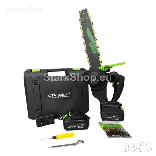 Акумулаторна Резачка STAHLMAYER с Две Батерии 36V 10Ah в Две Вериги – 35см Шина с Автоматично Омасля, снимка 1