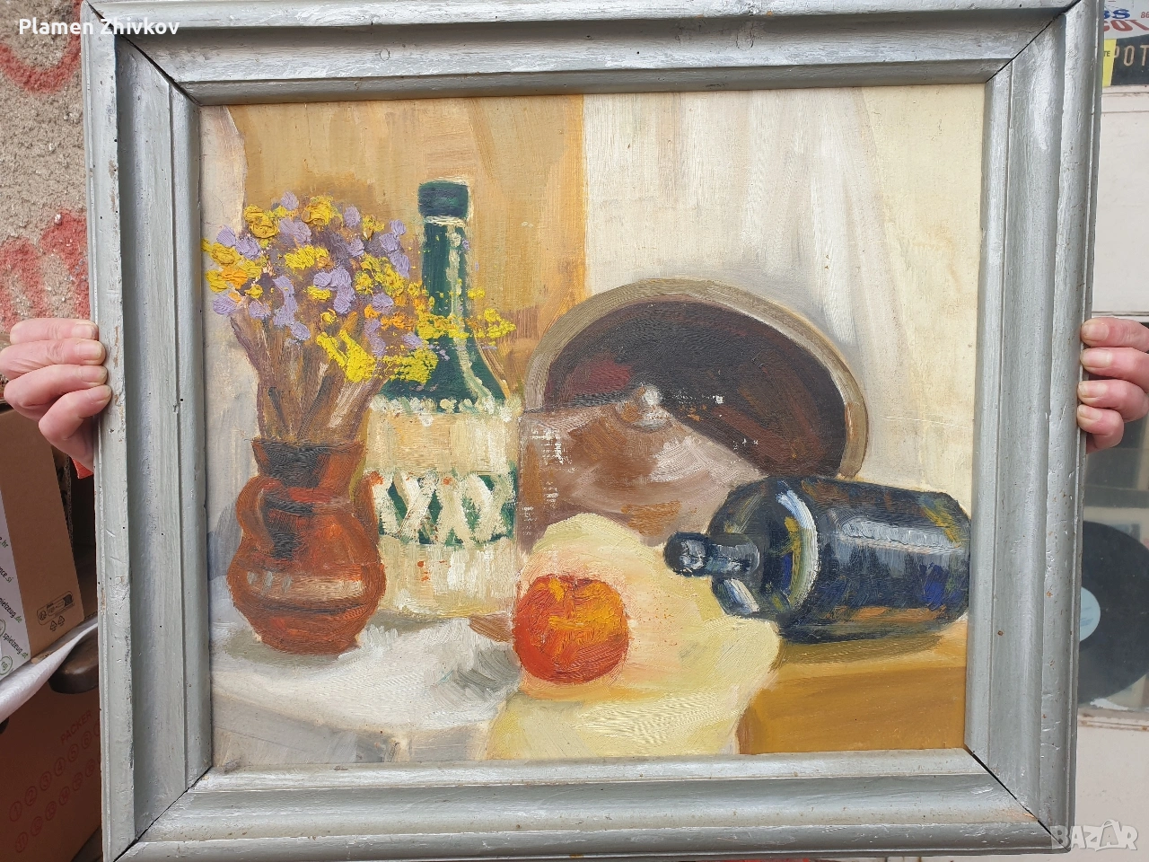 стара картина Натурморд на фазер - масло , снимка 1