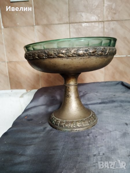стара посребрена месингова  фруктиера арт деко, снимка 1