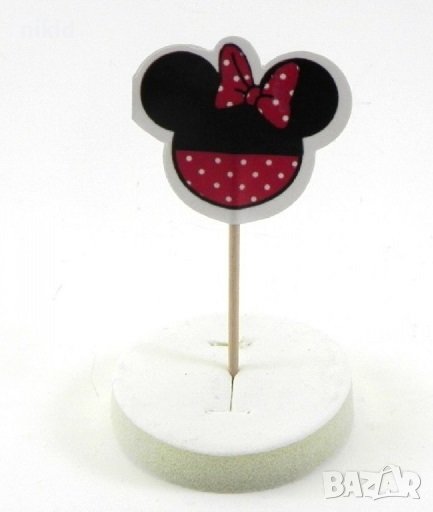10 бр Мини Маус Minnie Mouse глава лице топери за мъфини кексчета хапки парти рожден ден, снимка 1
