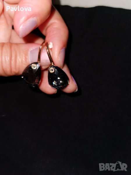 Сваровски SWAROVSKI обеци оригинални черен камък, снимка 1
