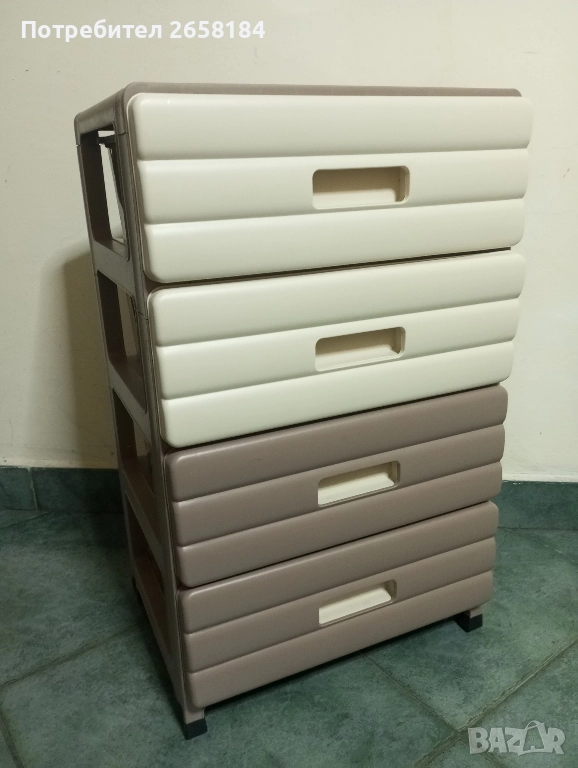 Скрин с 4 чекмеджета, цвят капучино, крем, снимка 1