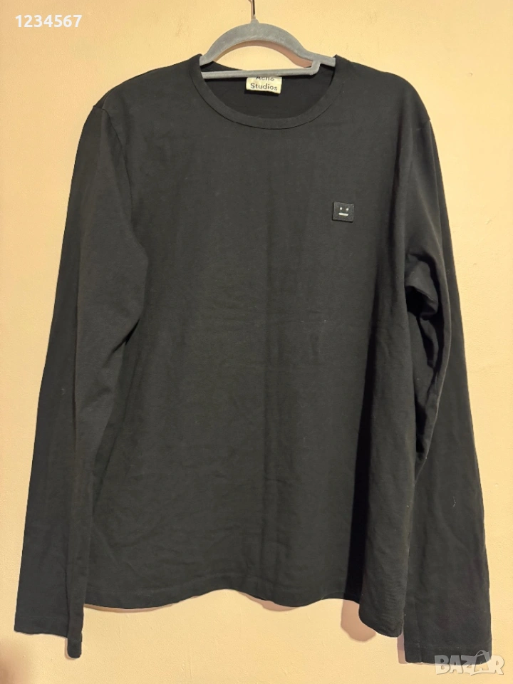 Acne Studios Tage Face Long Sleeve Tee Black Cotton., снимка 1