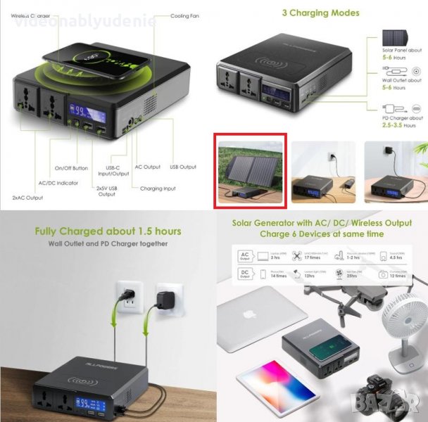 154Wh41600mAh200W220V Панел Соларен Генератор Електростанция Слънчевa Централа Соларна Банка Енергия, снимка 1