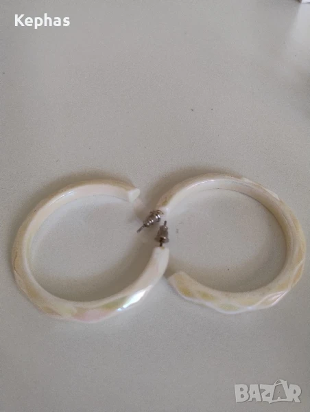 бели кръгли обеци , снимка 1