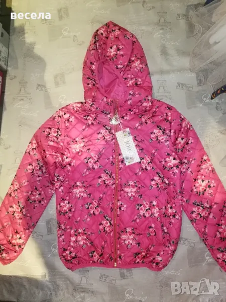 розово детско яке със цип и качулката, пролетно есенно. , снимка 1