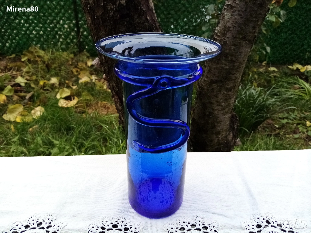 Винтидж арт ваза кобалт, снимка 1