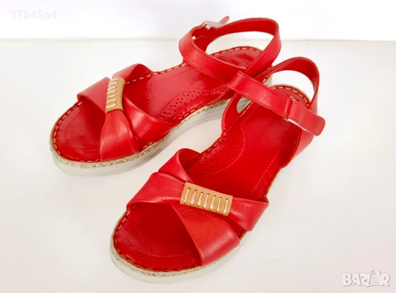 Червени кожени сандали - номер 38, снимка 1