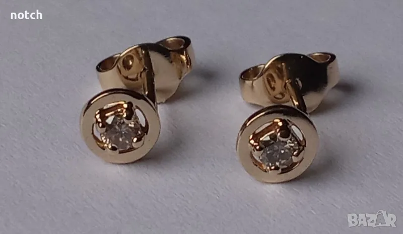 златни обеци с брилянти, снимка 1